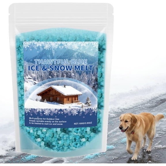 Ice Melt Snow Salt – 100g Bag Fast-Acting Snow & Ice Melting Agent, Low-Temperature Formula Effective to -16°C, Easy Spread for Snow & Ice Removal(1Pcs)