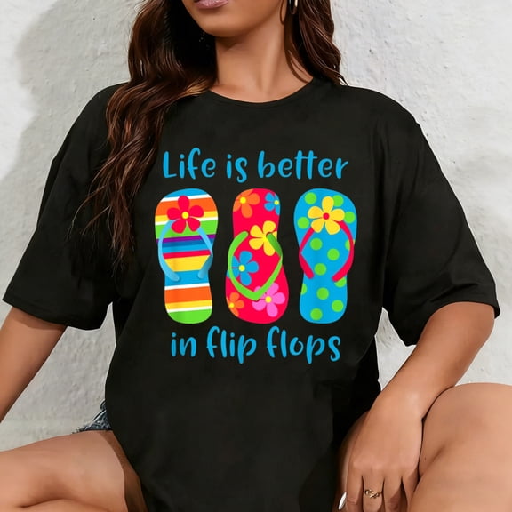 100% Cotton Unisex Life Is Better In Flip Flops T-Shirt