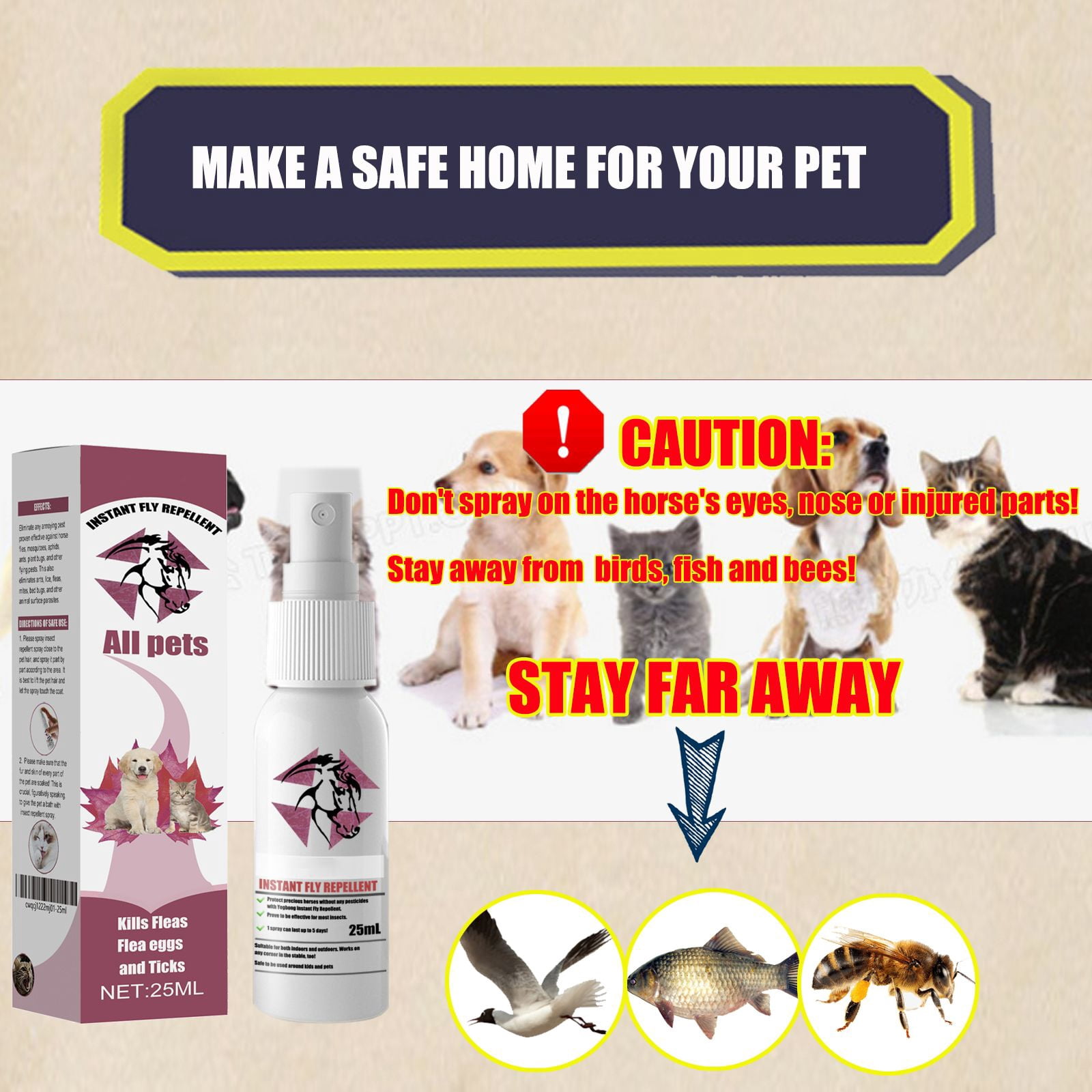 Alvantor Flea and Tick Spray for Pets, Indoor Outdoor Pest Repellent, 0.85 fl oz