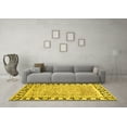 thumbnail image 3 of Ahgly Company Machine Washable Indoor Round Abstract Yellow Modern Area Rugs, 7' Round, 3 of 4