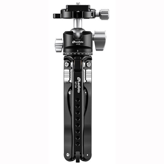 Leofoto MT-04 Folding Aluminum Mini Tripod with LH-30 Low Profile Ball Head, CNC Machined, 33 lbs Load Capacity, Travel Photography (MT-04-LH-30)