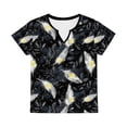 thumbnail image 7 of Short Sleeve T Shirts for Women Floral Printed V Neck Graphic Base Tees Loose Fit Casual Summer Tshirts (XL, Black), 7 of 7