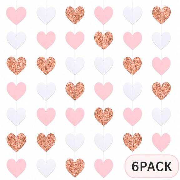 Valentines Decorations Heart Garland Valentines Hanging Banner for Valentines Day Wedding Bridal Shower Birthday Party Supplies 52Ft