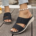 thumbnail image 3 of Dakaela Orthopedic Wedge Sandals for Women 2026 Comfortable Hollow out Bohemian Platform Summer Beach Slip on Slides with Arch Support Black 6, 3 of 8