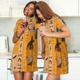 thumbnail image 7 of Women's Nightgown Short Sleeve Sleepwear Crew Neck Casual Sleepshirt, Egyptian Ancient Hieroglyphs, 7 of 7