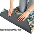 thumbnail image 3 of Beige Brown Mushroom Blue Pattern Hot Yoga Mat Towel Non Slip for Hot Yoga - Quick-Drying Yoga Mat Cover with 4 Corner Pockets with Travel Bag - Hot Yoga Towel Non Slip 70"x26", 3 of 6