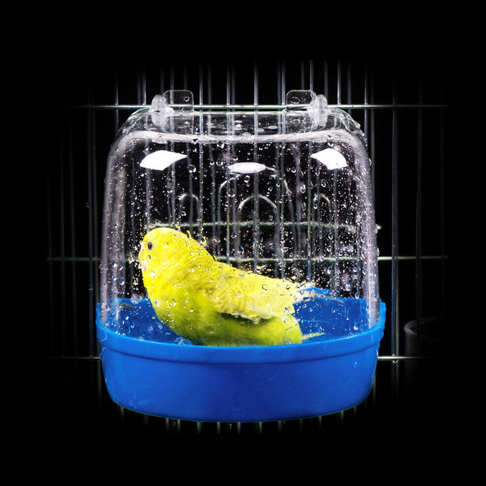 N/A Hot Pet Hanging Water Bath Tub for Small Bird Parrots Cage Blue 