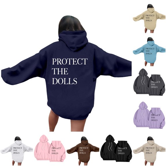 NinXxx Women's Casual Printed Hoodie Pullover with Pocket Streetwear Navy M