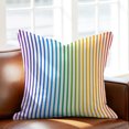thumbnail image 5 of Throw Pillow Covers 20x20 Inch, Thin Rainbow Striped Decorative Pillow Cases for Couch Sofa Bed, Farmhouse Modern Stripes Cotton Linen Square Home Decor Pillowcases with Hidden Zipper, 5 of 9