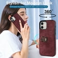thumbnail image 5 of Allytech Finger Ring Wallet Case for iPhone 11 with Card Slots, PU Leather Minimalist Ring Stand Case Slim Protective Cover for Apple iPhone 11,Winered, 5 of 8