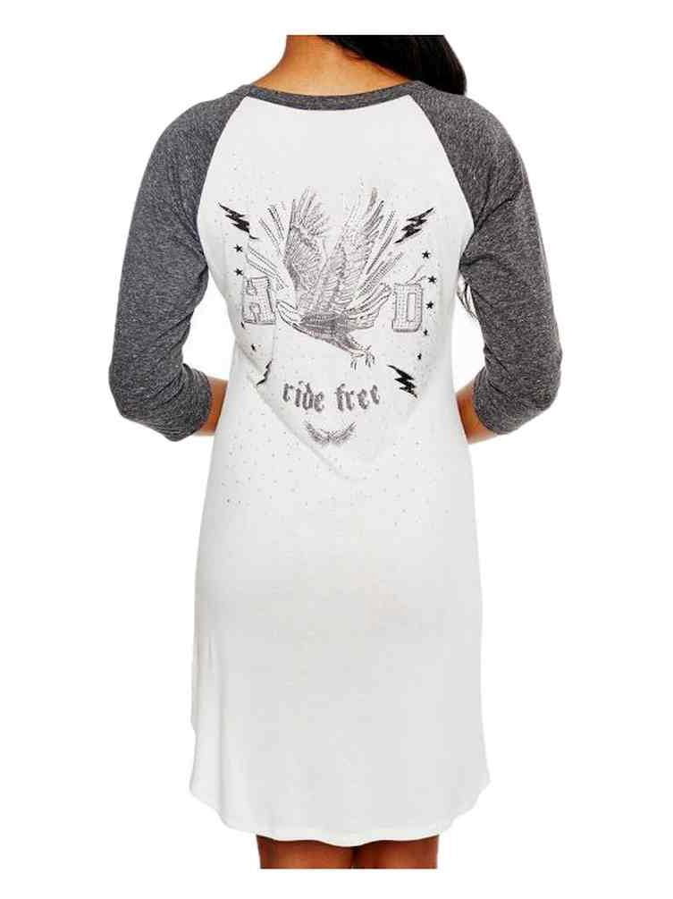 Chemise Femme Harley-Davidson The Voyageney Lady - Manches 3/4 Raglan - Blanche - Neuve Avec étiquettes