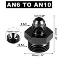 thumbnail image 3 of 6AN Flare to 10AN ORB O Ring Port Male Fuel Pump Rail Adapter Fuel Fitting Adapters for Car Auto Aluminum Alloy Black, 3 of 6