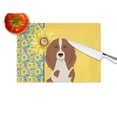 thumbnail image 4 of Summer Sunflowers Longhair Red Pedbald Dachshund Glass Cutting Board Large 12 in x 15 in, 4 of 5