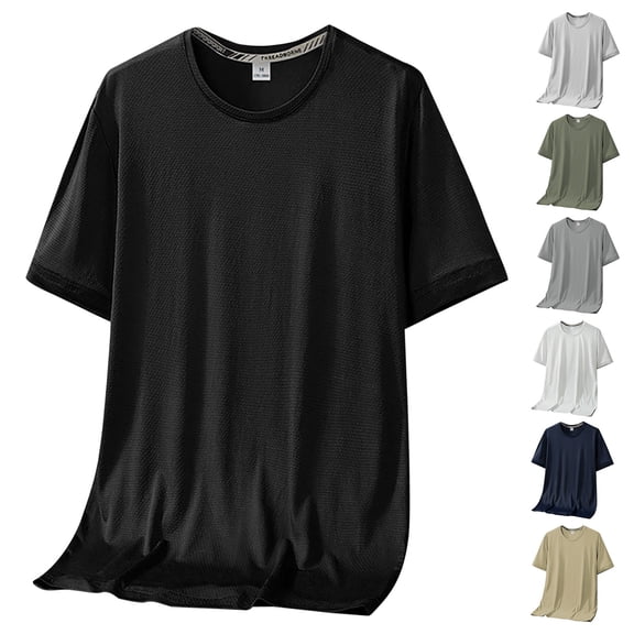 Sports Wicking Sweat T Shirt for Men Short Sleeve Fast Silk Sports Gym Tees Activity Tops Army Green L
