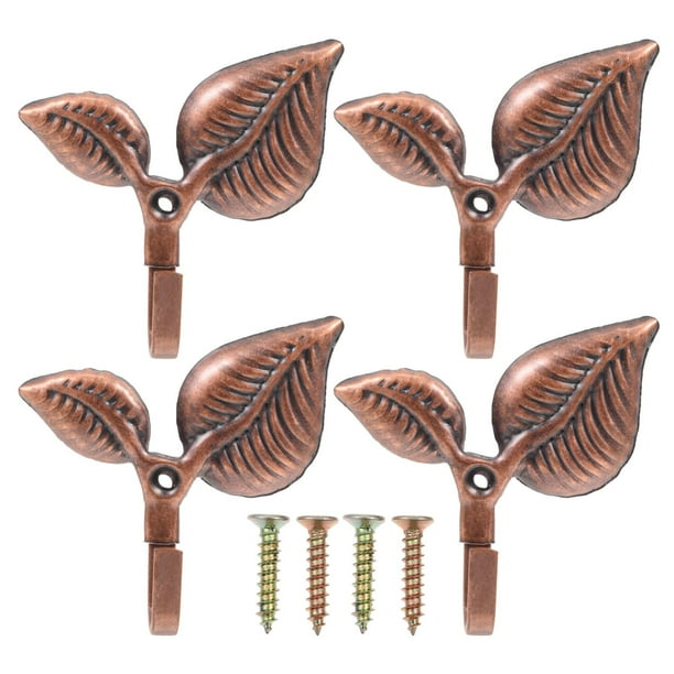 Ganchos de pared individuales con forma de hoja de Metal, ganchos de hierro Vintage para abrigos, perchas rústicas montadas en la pared para el hogar, bufanda, bolso, llave de toalla, 4 Uds.