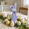 thumbnail image 5 of Easter Decorations - Pastel Flocked Bow-Tied Bunny - Spring Table Centerpieces for Indoor Decor - Easter Bunny Figurines Decoration for Home Party Office （Purple）, 5 of 7