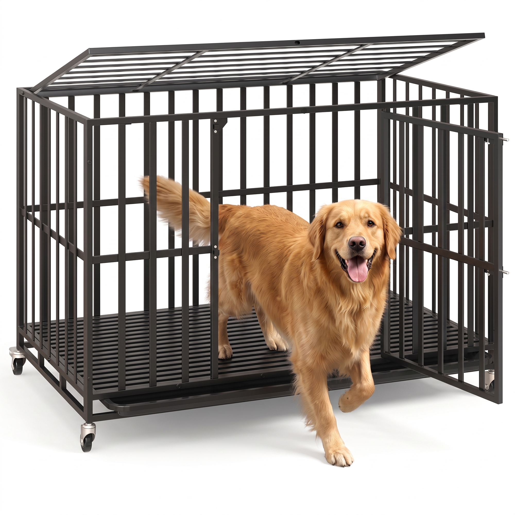 Waleaf 48-Inch Heavy Duty Steel Dog Crate with Double Doors photo 1