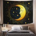 thumbnail image 2 of Tapiz psicodélico popular azul negro media luna estrella colgante de pared mitología egipcia retro bohemio mandala tapiz dormitorio sala de estar dormitorio artista decoración del hogar, 95 x 73 brillar Electrónica, 2 of 5