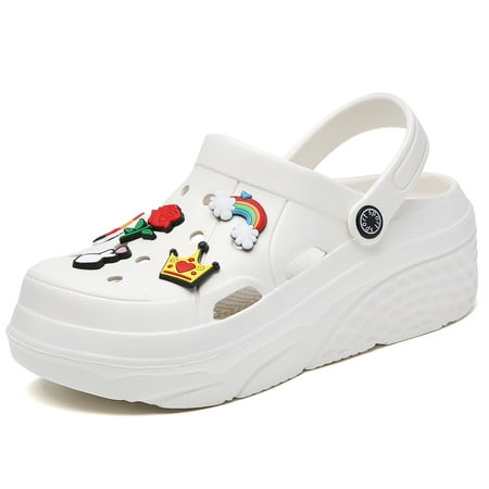 

CERYTHRINA Womens Platform Clogs 2 in High Heels Mules Gardener Platform with Casual Clogs White 40
