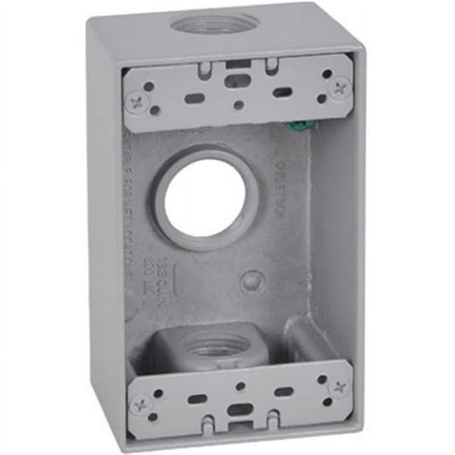 Hubbell Electrical FSB75-3 1 Boîte de Sortie Rectangulaire Gang avec Trois Trous de 0,75 Po - Gris