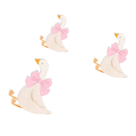 3Pcs Wooden Geese Figurine Festival Decorations for Easter Christmas Thanksgiving Holiday Party Table Centerpieces
