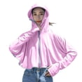 thumbnail image 5 of Alkepwun Womens Jacket Solid Color Batwing Long-Sleeve Lightweight Breathable Ice Silk Hooded Sun Protection Jacket Outdoor Cycling Thumb Holes Coat with Brim and Mask, 5 of 7