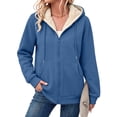 thumbnail image 2 of Lumtrix Women'S Sherpa Lined Full Zip Hoodie Warm Fleece Hooded Sweatshirt Casual Trendy Winter Thick Coat With Pocket Blue L, 2 of 9