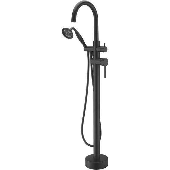 CoSoTower Freestanding Tub Filler Bathtub Faucet Matte Black With Hand Held Shower Floor-Mount