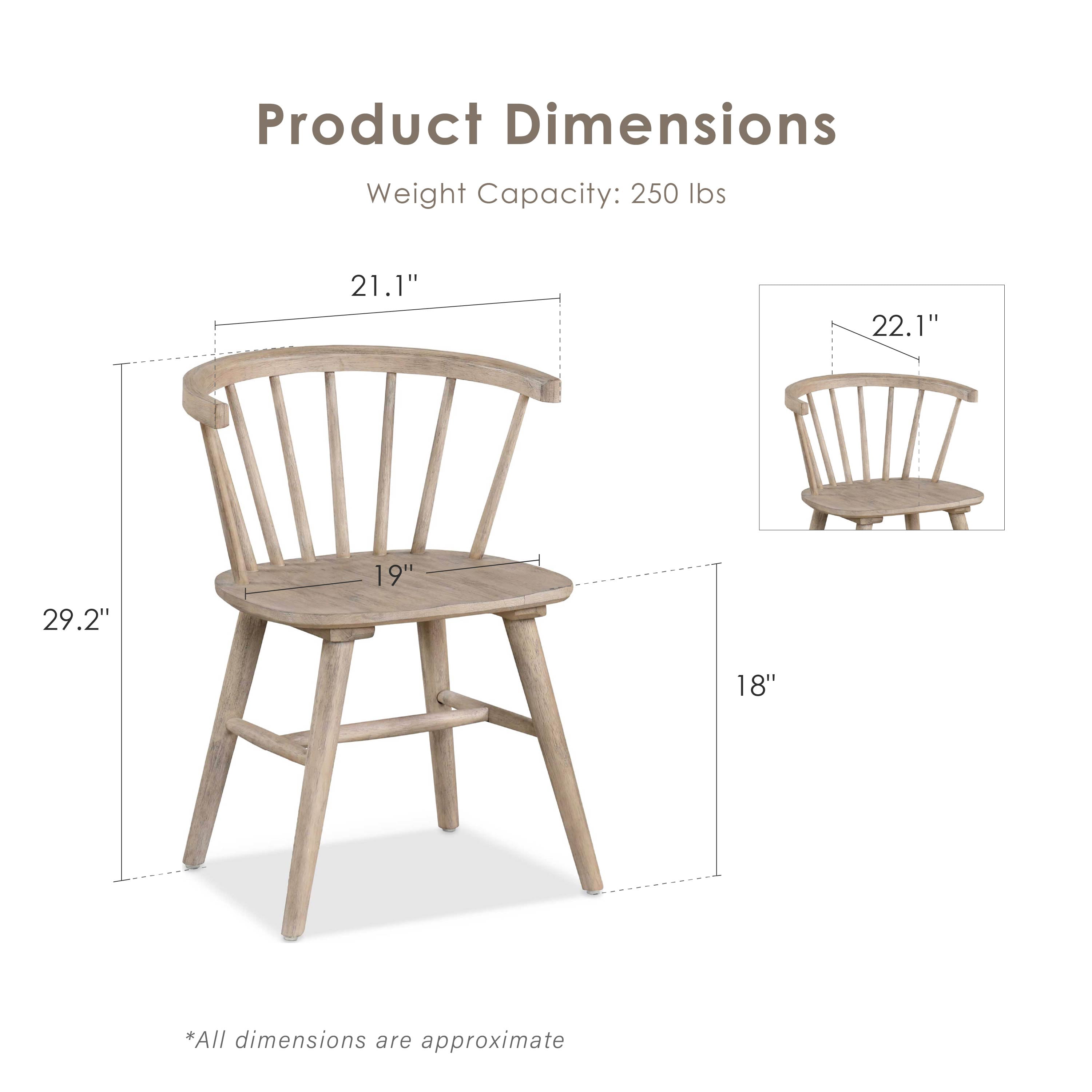 Furniture of America Rusenta Spindle Back Solid Wood Side Chairs, Set of 2, Natural Oak