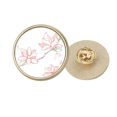 thumbnail image 1 of watercolor peach tree flower Round Metal Golden Pin Brooch Clip, 1 of 3