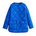 thumbnail image 4 of WCMZJ Quilted Lightweight Jackets for Women Winter 2024 Fashion Long Sleeve Button Down Jacket Casual Outerwear with Pocket Blue L, 4 of 5