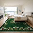 thumbnail image 3 of ODIKA 9'x12' Washable Area Rug Rings Leaves Festive Snake Scroll Border Circle Classroom Round Flowing Dynamic for Master Suite, California King, Under Bed, Non-Shedding, Easy Care, 3 of 7