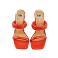 thumbnail image 2 of Ninety Union Raddle Metallic Heel Pleaded Two Band Slide, Orange, 9, 2 of 5