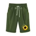 thumbnail image 4 of OKBOP Womens Shorts Clearance Green Elastic Waist Straight-Leg Casual Relaxed Fit Capris, 4 of 4