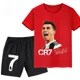 thumbnail image 3 of 2024 Ronaldo, jugador de fútbol CR7, ropa estampada para niños, conjunto de 2 piezas de camiseta informal y pantalones cortos, moda de verano para niños, trajes deportivos, 3 of 5