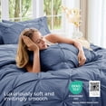 thumbnail image 4 of Sasttie Queen Size Comforter Set, 7-Piece Bed in a Bag, Pintuck Bedding Sets for All Season, Slate Blue, 4 of 8