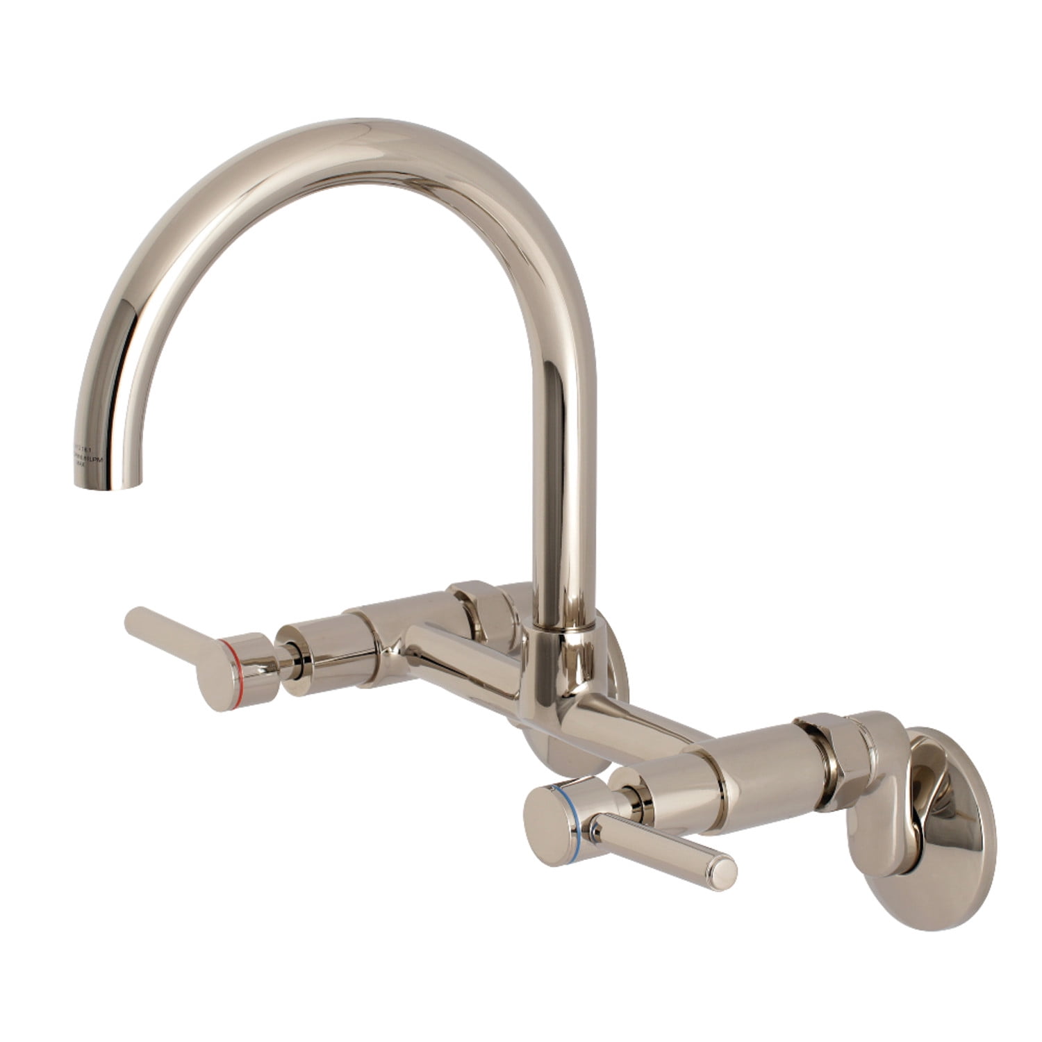 Kingston Brass Concord 8Inch Adjustable Center Wall Mount Kitchen Faucet, Polished Nickel
