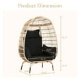 thumbnail image 3 of CL.HPAHKL Patio Egg Chair, Rattan Egg Basket Chair with Stand Oversized Indoor Outdoor Lounger with 4 Comfort Cushion Patio Lounge Chair for Porch, Balcony, Garden, Living Room, Bedroom, Black, 3 of 10