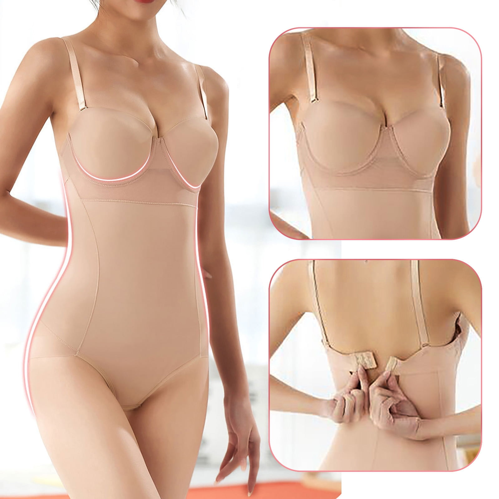 fartey Shapewear for Women Tummy Control Fajas Colombianas Stretch  Spaghetti Strap Bodycon Tank Top Bodysuit Piece Jumpsuit with Bra 