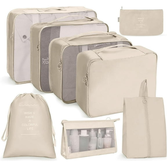 8 Set Packing Cubes for Travel, Luggage Organizer Bags for TravelEssentials, Travel Cubes for Carry on Suitcases