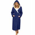 thumbnail image 2 of Bovxnpu Boys Girls Robes Hooded Long Sleeve Big Pocket Mid Length Bath Robe Outfits, 2 of 8