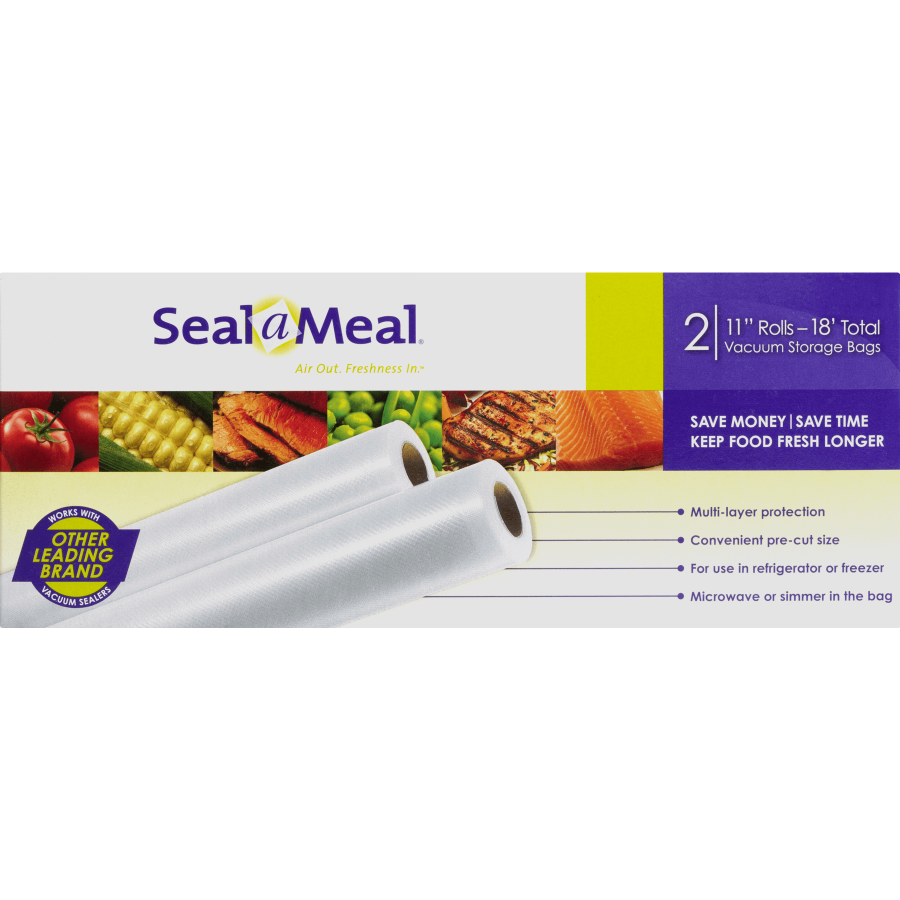 Sealegend 11x9' 2 Rolls Food Storage Vacuum Sealer Bags,Vacuum Seal Food  Saver Bags,Freezer Safe 