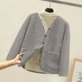 thumbnail image 2 of AINIYS Girl's Winter Coats Long Sleeve Crewneck Button up Fuzzy Fleece Jackets Outerwear Fall Fashion Clothes Gray 6-7Years, 2 of 8