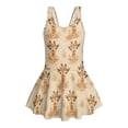 thumbnail image 3 of Xoenoiee Giraffe Flower Print Girls One Piece Swimsuit Swimwear with Skirt Sleeveless Swimsuits Swim Dress Quick Dry Bathing Suits for Beach, Size 3-4 Years, 3 of 7