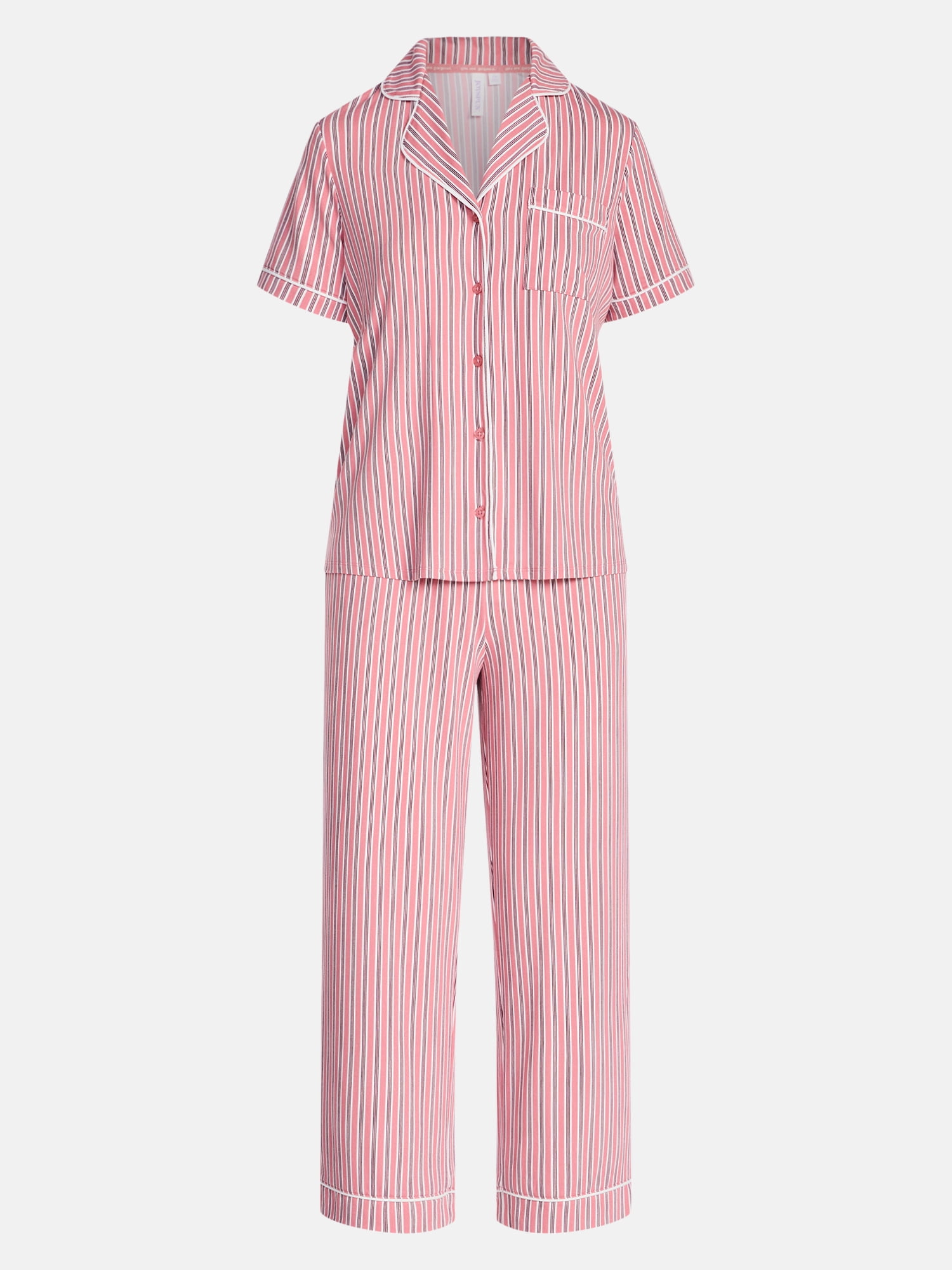 Joyspun Women's Dreamy Soft Collection Notch Collar Top and Capri Pants Pajama Set, 2-Piece, Sizes XS-3X