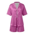 thumbnail image 5 of Pajamas Women Set Women's Silk Pajamas Shirt-Style Collar Sleepwear Short Sleeve Loungewear Womens Lounge Wear 2 Piece Set Women Gifts for Birthday XL, 5 of 6