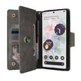 thumbnail image 2 of Allytech Google Pixel 7 Pro Wallet Case with Zipper Pocket, Luxury PU Leather Flip Cover with Card Slots & Wrist Strap, Shockproof Kickstand Magnetic Buckle Protective Case for Women Men, Gray, 2 of 15