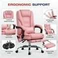 thumbnail image 4 of JONPONY Big and Tall Office Chair 500LBS Executive Office Chair Massage and Footrest Ergonomic Computer Desk Chair Reclining High Back Leather Office Chair Lumbar Back Support Swivel Rolling,Pink, 4 of 12