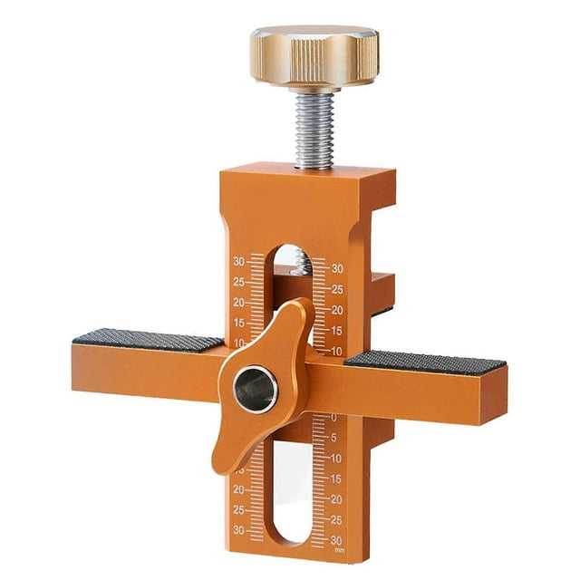 Cabinet Door Mounting Jig, Installation Positioner, Adjustable Aluminum Alloy Woodworking Leveler with Rebound Hole, Clamping Thickness 7-40mm