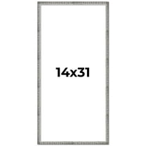 14x31 Frame Silver Grey Distressed Solid Wood Picture Frame | 0.75 Inch Moulding Width | Interior